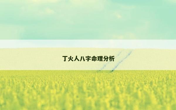 丁火人八字命理分析