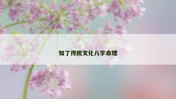 知了傳統(tǒng)文化八字命理